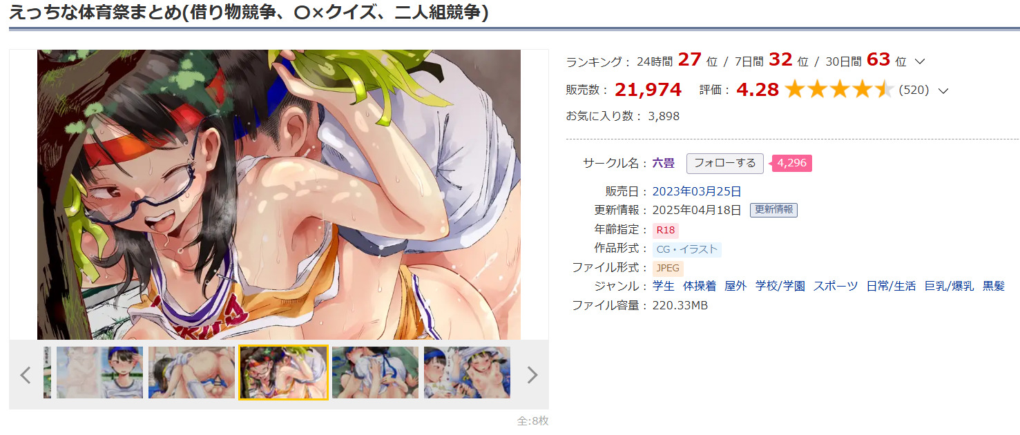 えっちな体育祭まとめ(借り物競争、〇×クイズ、二人組競争)DLsite